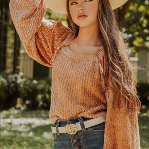 Free people Olivia Pullover toast knit large